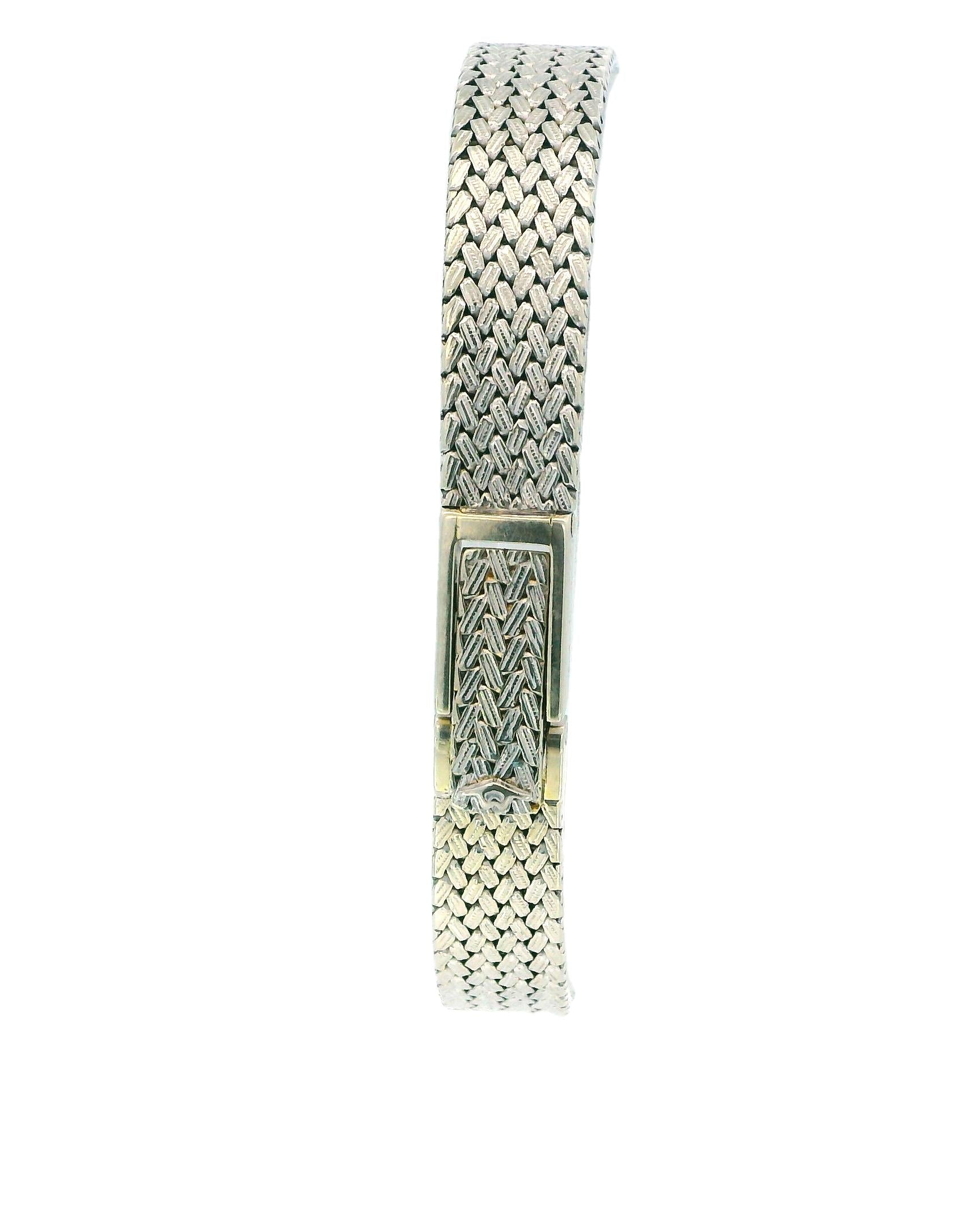 Movado 18K White Gold & Diamond Bezel Mesh Bracelet Ladies Watch