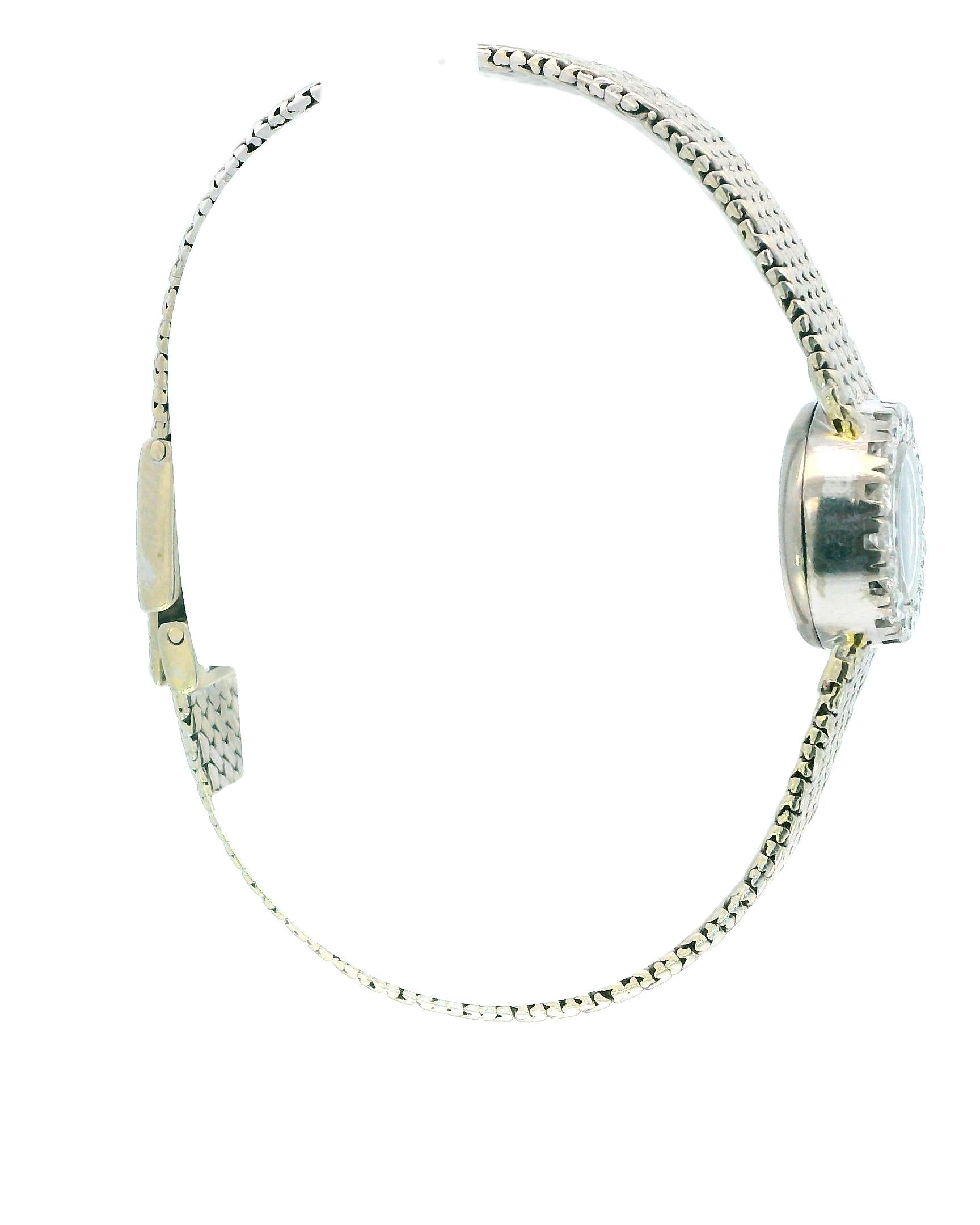 Movado 18K White Gold & Diamond Bezel Mesh Bracelet Ladies Watch