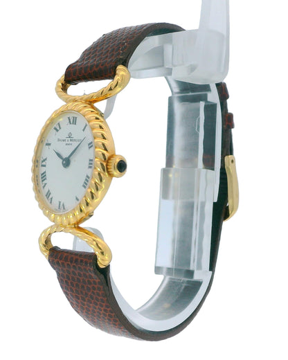 Baume & Mercier 18k Yellow Gold Fluted Case Ladies Watch