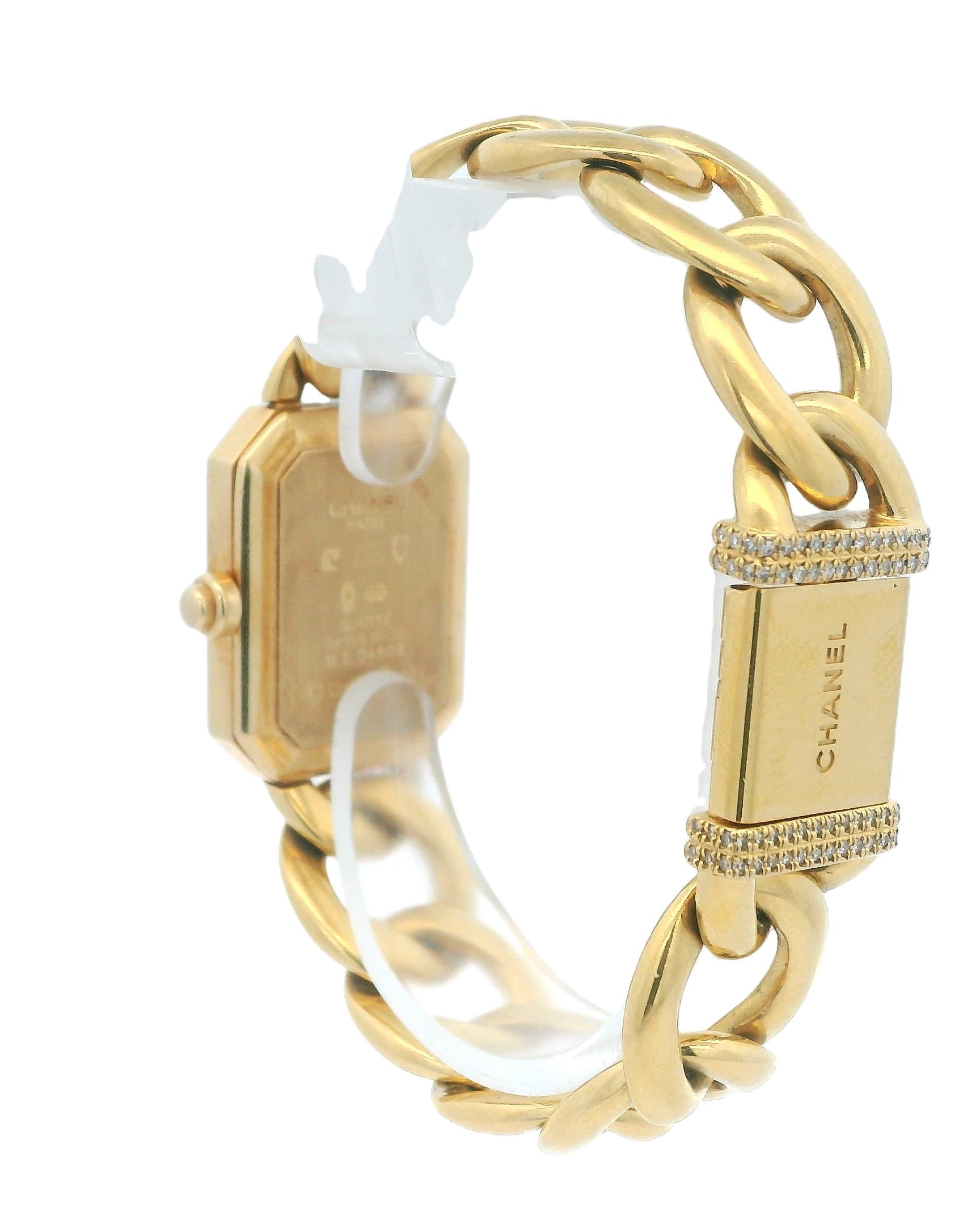 Chanel Paris 18K Yellow Gold & Diamond Bezel Onyx Dial Ladies Watch