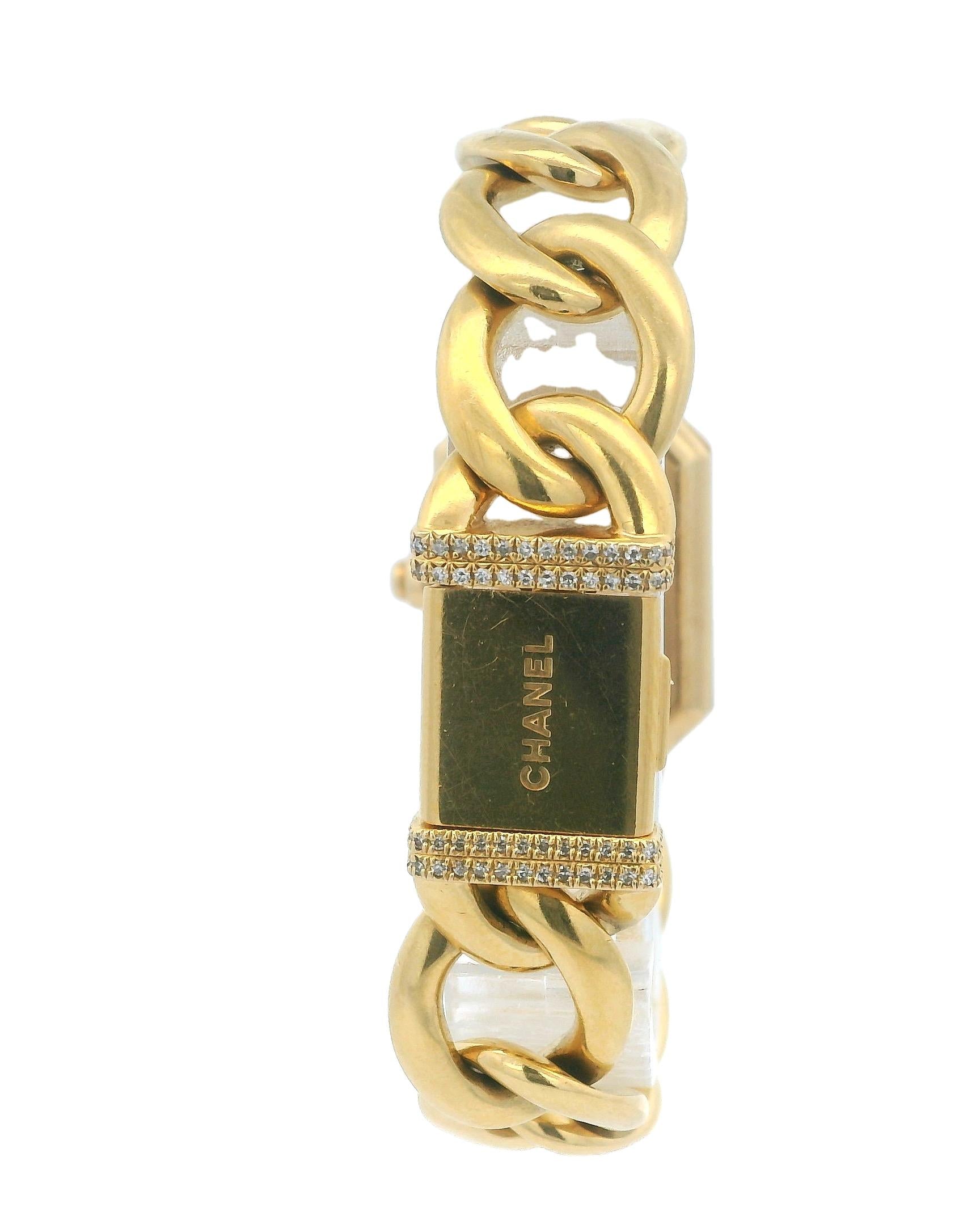 Chanel Paris 18K Yellow Gold & Diamond Bezel Onyx Dial Ladies Watch