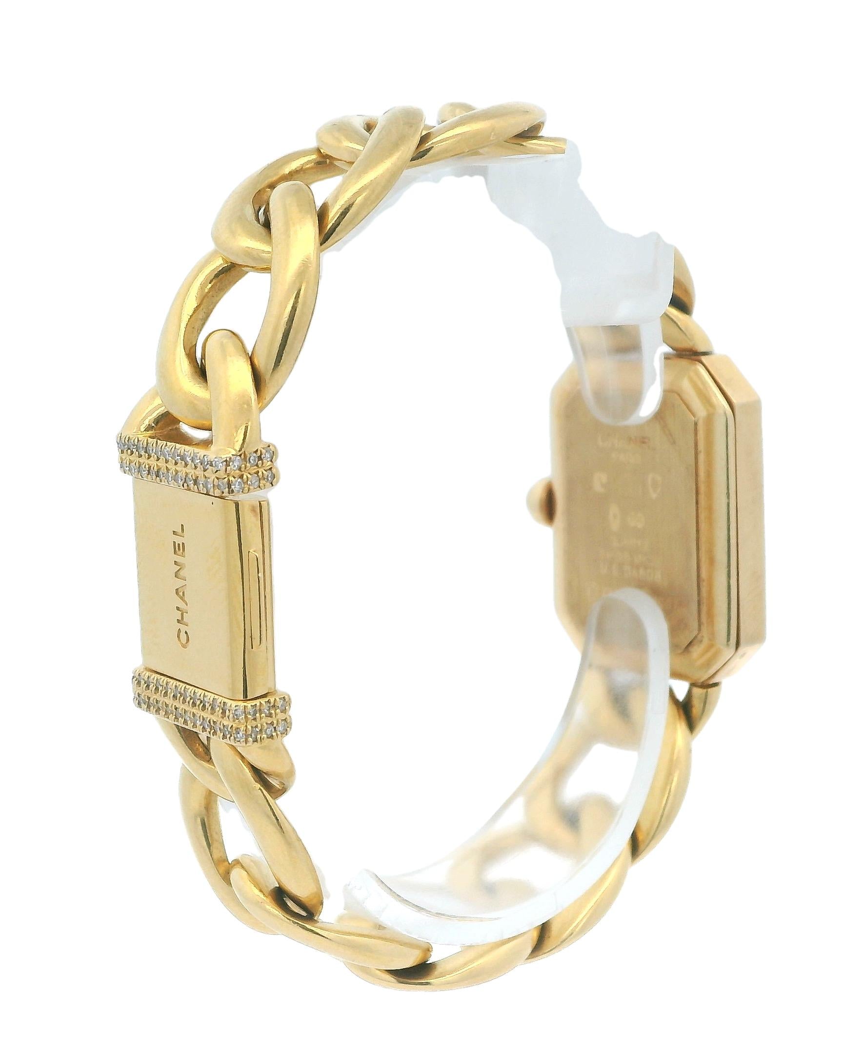 Chanel Paris 18K Yellow Gold & Diamond Bezel Onyx Dial Ladies Watch