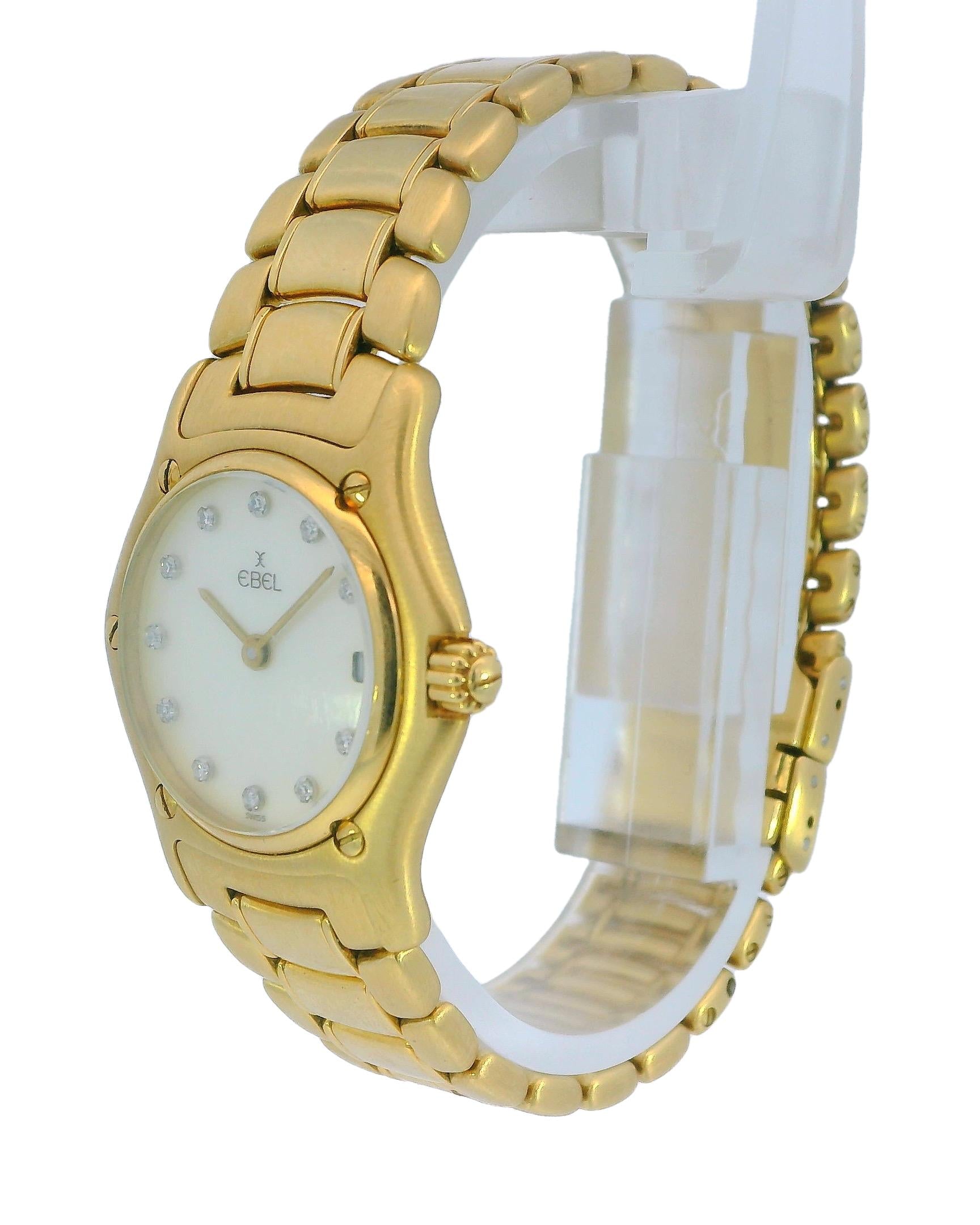 Ebel 1911 18K Yellow Gold MOP Diamond Dial Ladies Watch