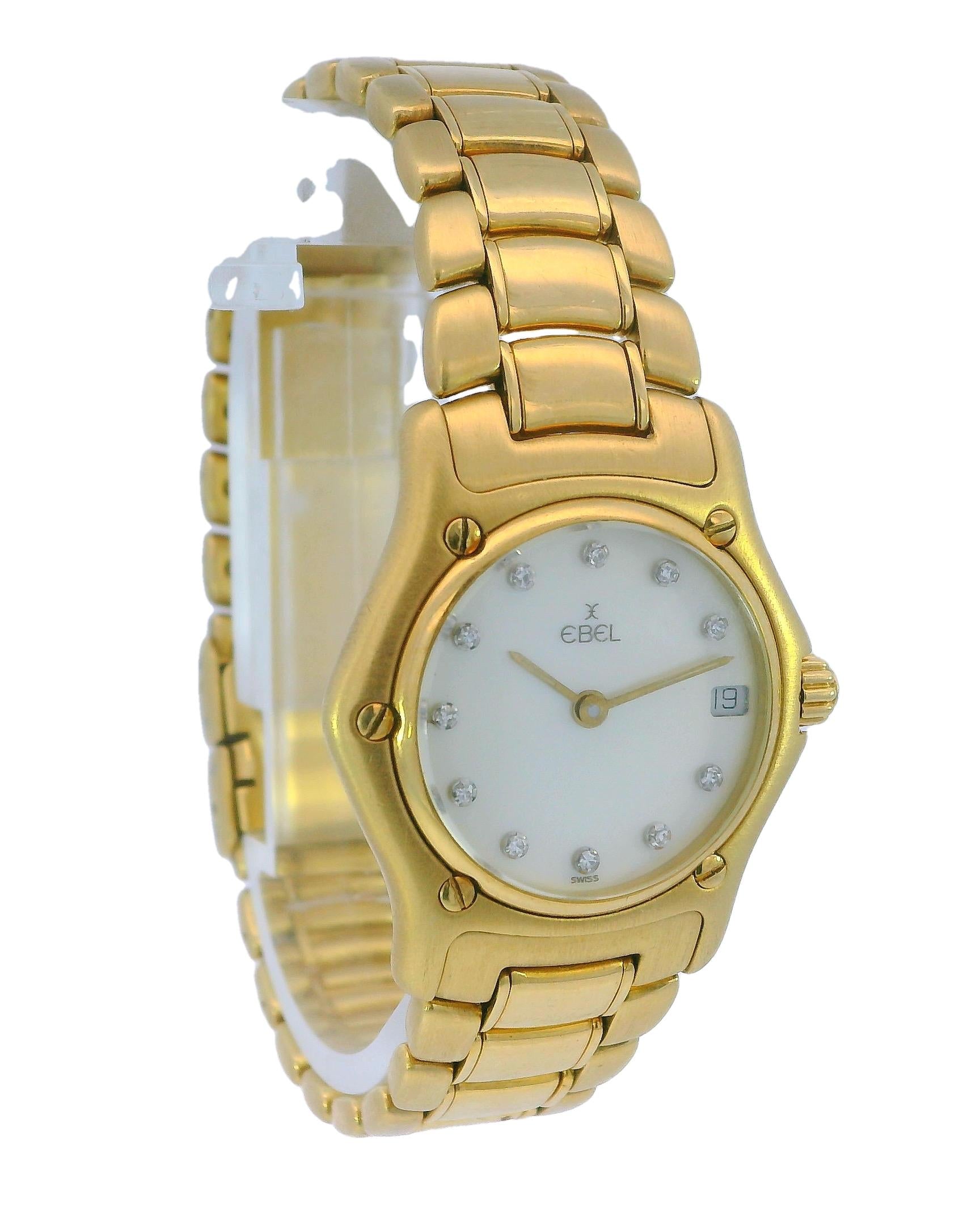 Ebel 1911 18K Yellow Gold MOP Diamond Dial Ladies Watch