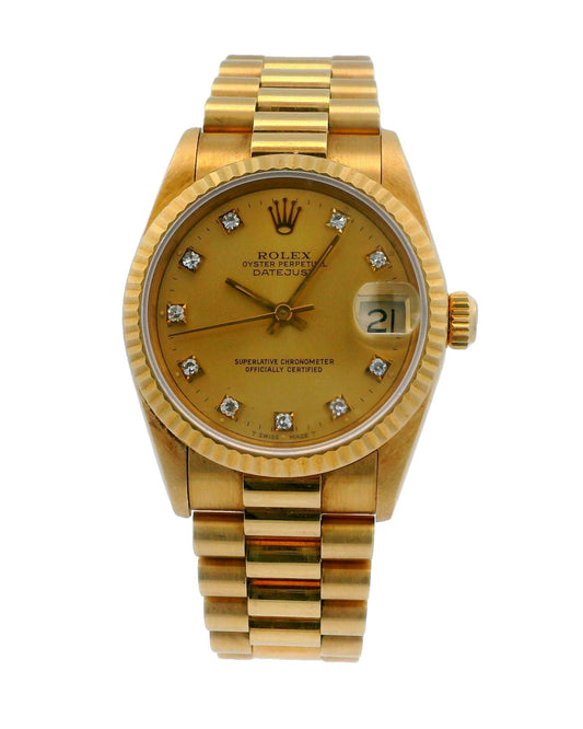 Rolex DateJust 68278 Diamond Champagne Dial Ladies Watch