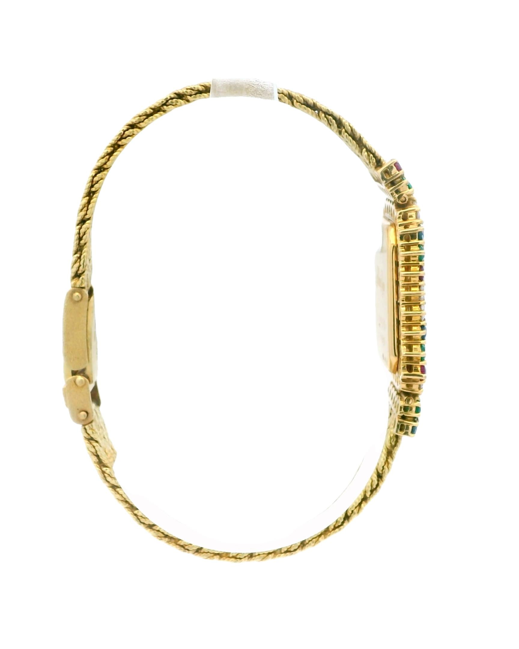 Montre Royale 18k Ruby/Emerald/Blue Sapphire/Diamond Mesh Bracelet