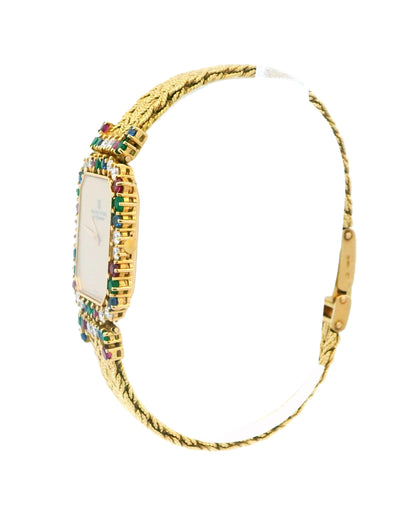 Montre Royale 18k Ruby/Emerald/Blue Sapphire/Diamond Mesh Bracelet