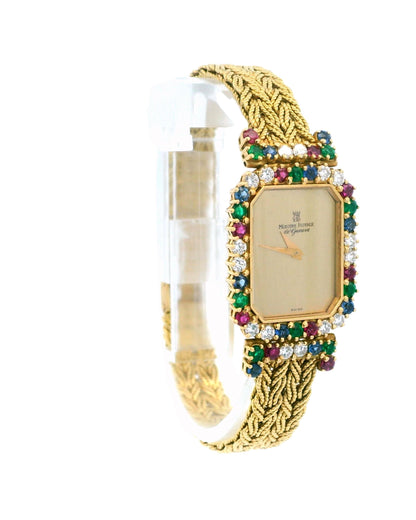 Montre Royale 18k Ruby/Emerald/Blue Sapphire/Diamond Mesh Bracelet