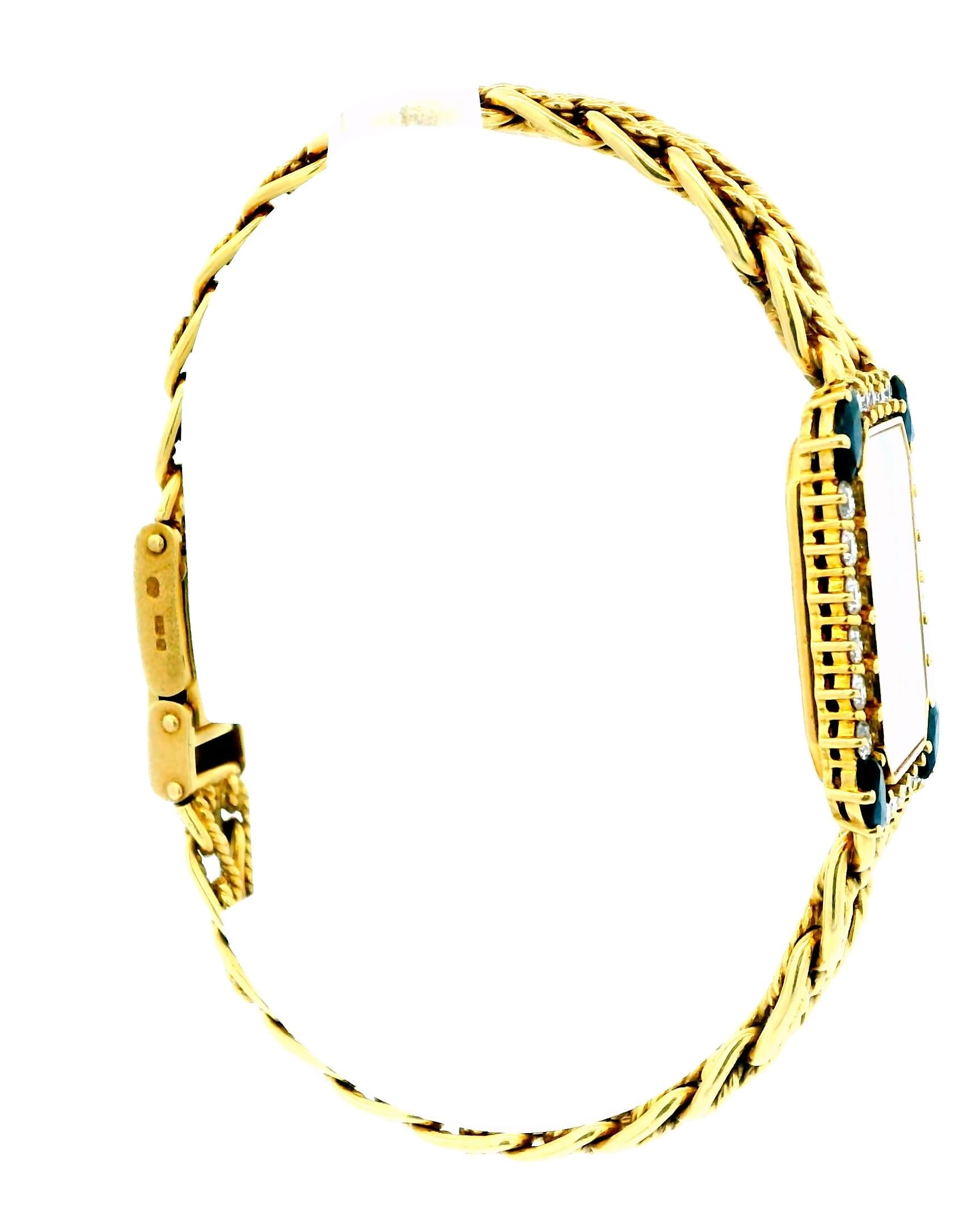 Montre Royale 18k Yellow Gold With Mesh Twist Bracelet Diamond & Sapphire Bezel