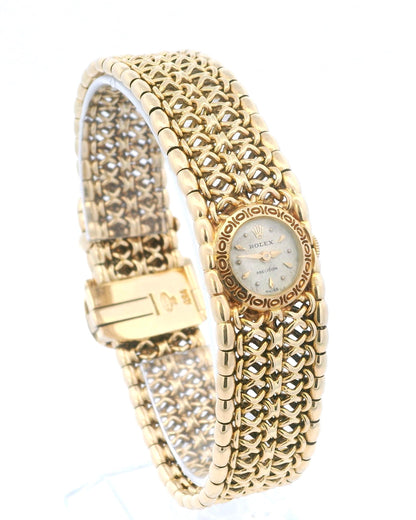 Rolex Vintage Ladies 18k Yellow Gold w Chased Bezel