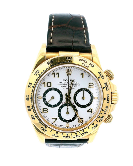 Rolex Daytona 16518 18K Yellow Gold White Dial Mens Watch