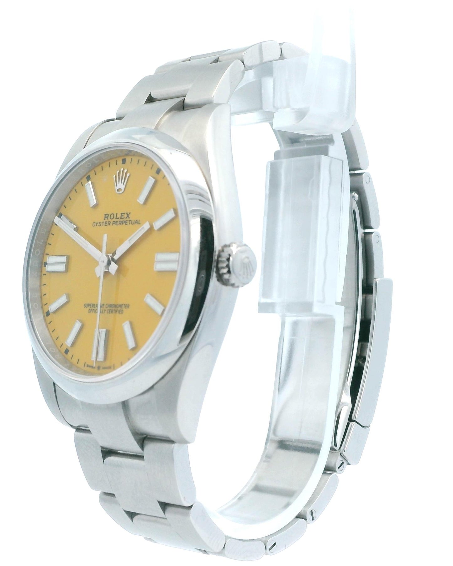 Rolex Oyster Perpetual 124300 Yellow Dial Mens Watch Box & Papers