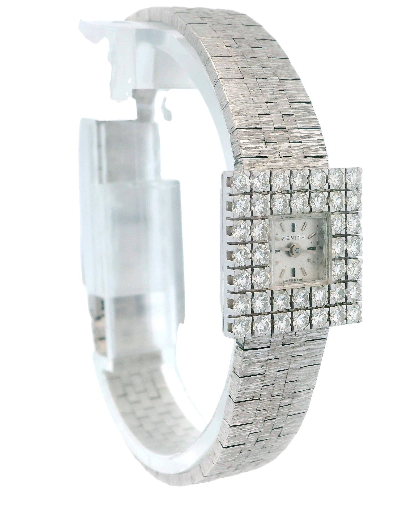 Zenith 18K White Gold & Diamond Set Bezel Mechanical