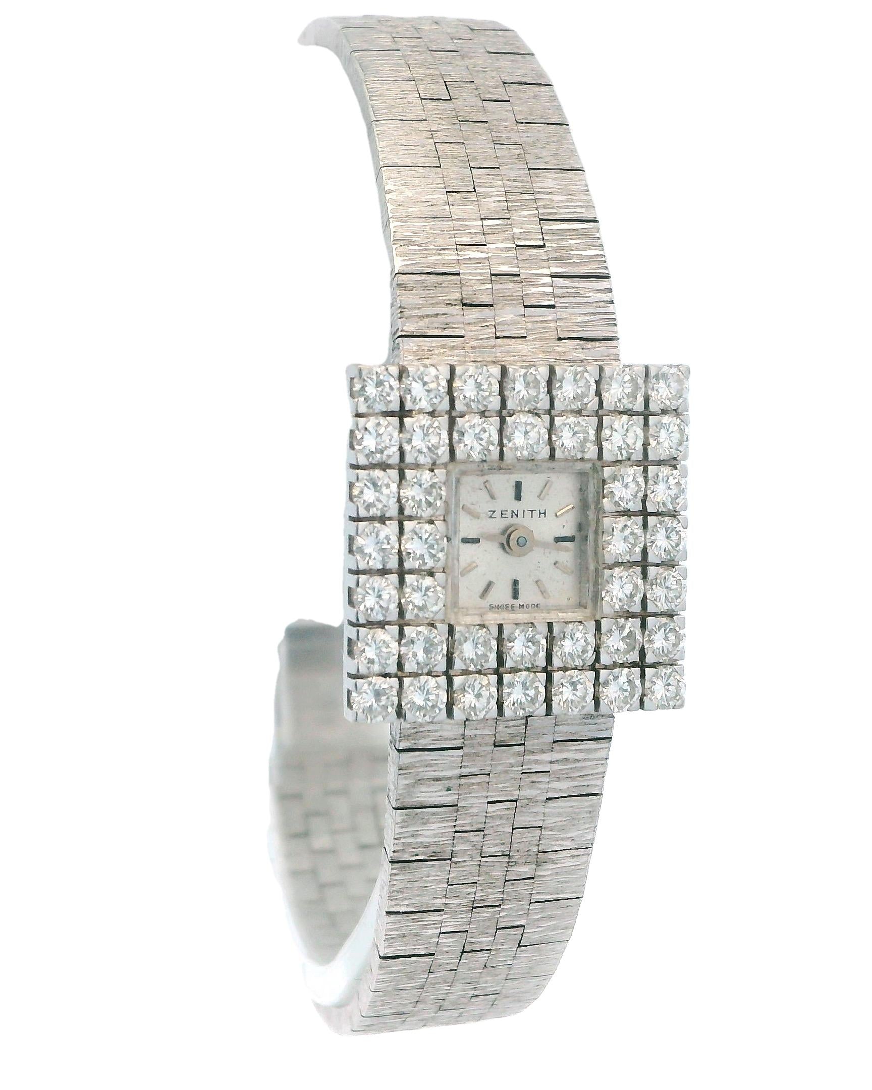 Zenith 18K White Gold & Diamond Set Bezel Mechanical