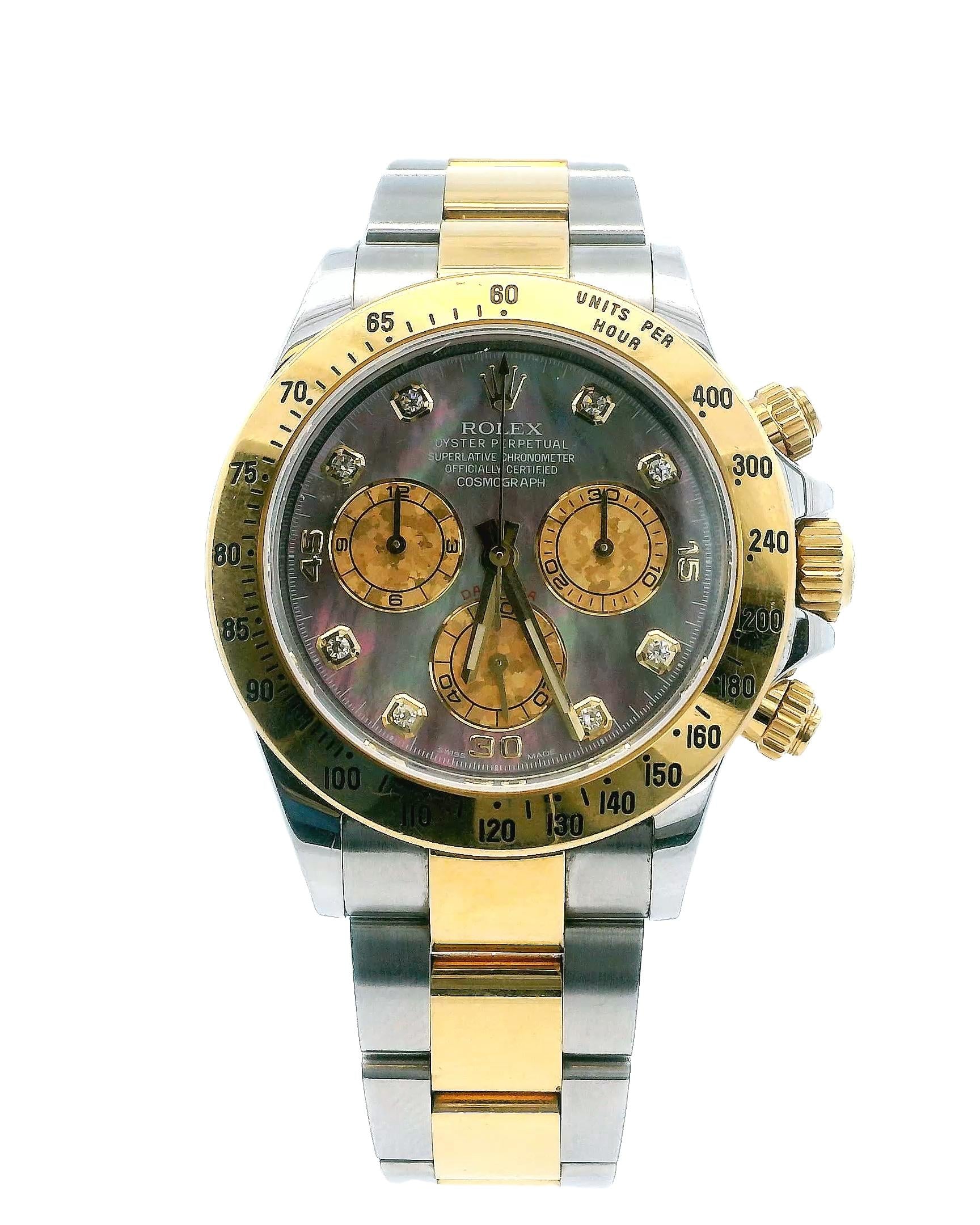 Rolex Daytona 116523 Gold Crystal MOP Dial Mens Watch Box Papers