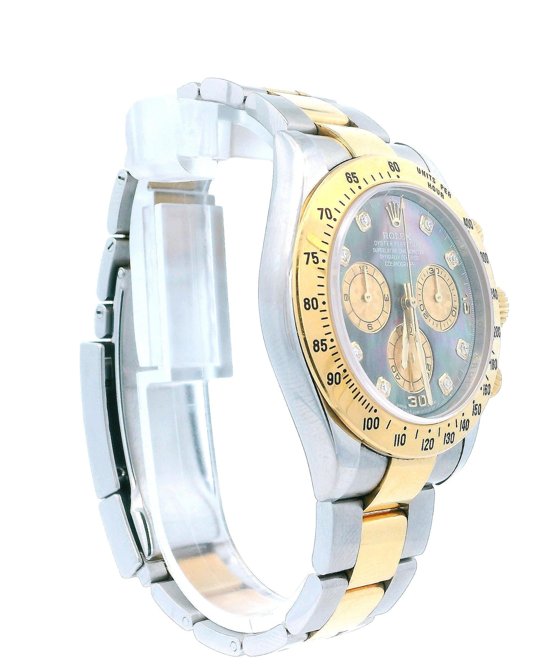 Rolex Daytona 116523 Gold Crystal MOP Dial Mens Watch Box Papers