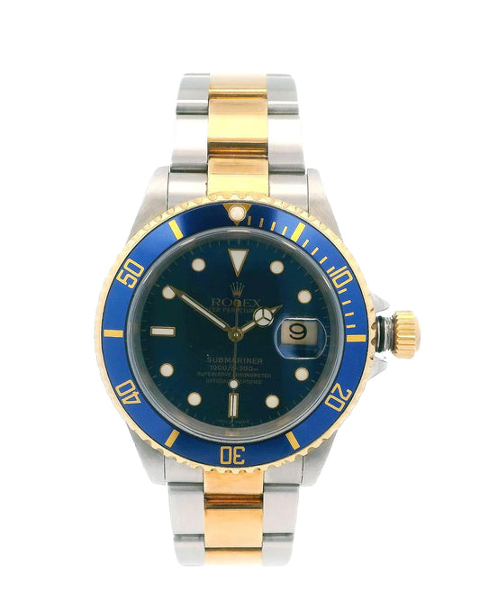 Rolex Submariner Date 16613 Blue Dial Mens Watch Box Papers & Service Papers