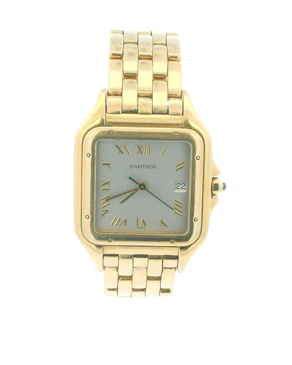 Cartier Panthere Large 18K Yellow Gold Silver Roman Dial W/Papers