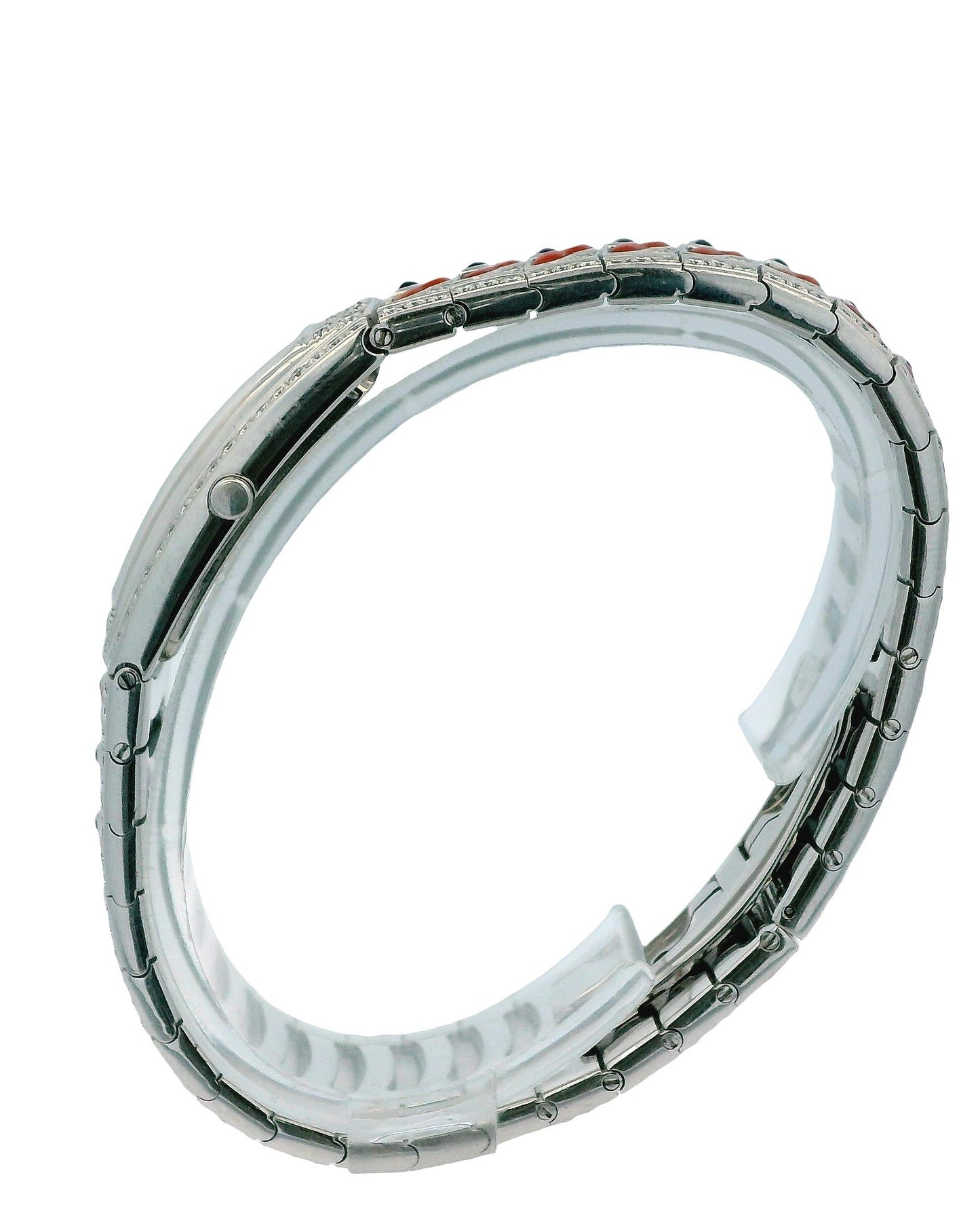 18K White Gold Mauboussin Sultan of Brunei Diamond, Coral & Amethyst Dial Watch