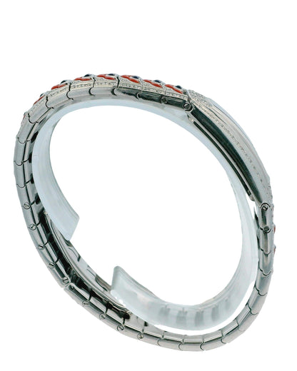 18K White Gold Mauboussin Sultan of Brunei Diamond, Coral & Amethyst Dial Watch