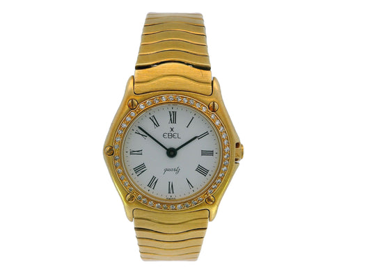 Ebel 18k Yellow Gold Wave Diamond Bezel