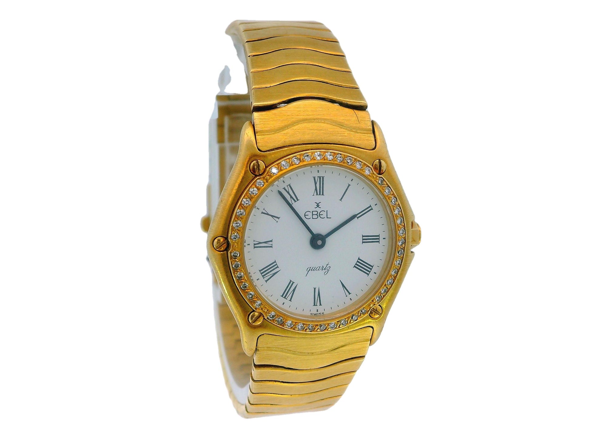 Ebel 18k Yellow Gold Wave Diamond Bezel