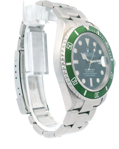Rolex Submariner 16610LV Kermit Bezel Flat 4 Mens Watch Box Papers