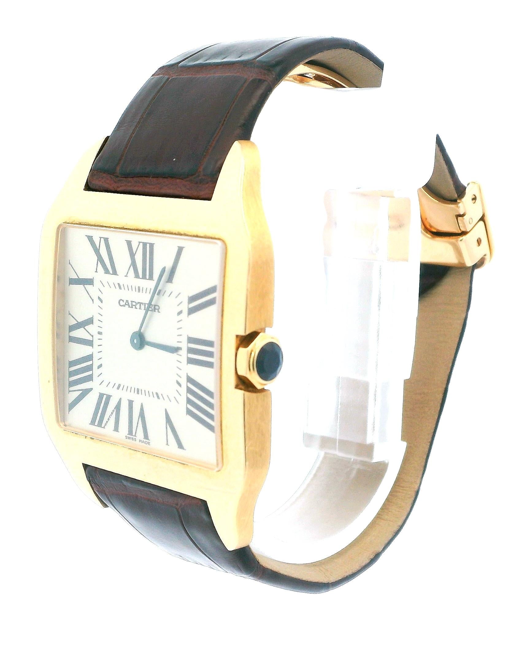 Cartier Santos Dumont W2006851 Large 18k Yellow Gold Mens Watch