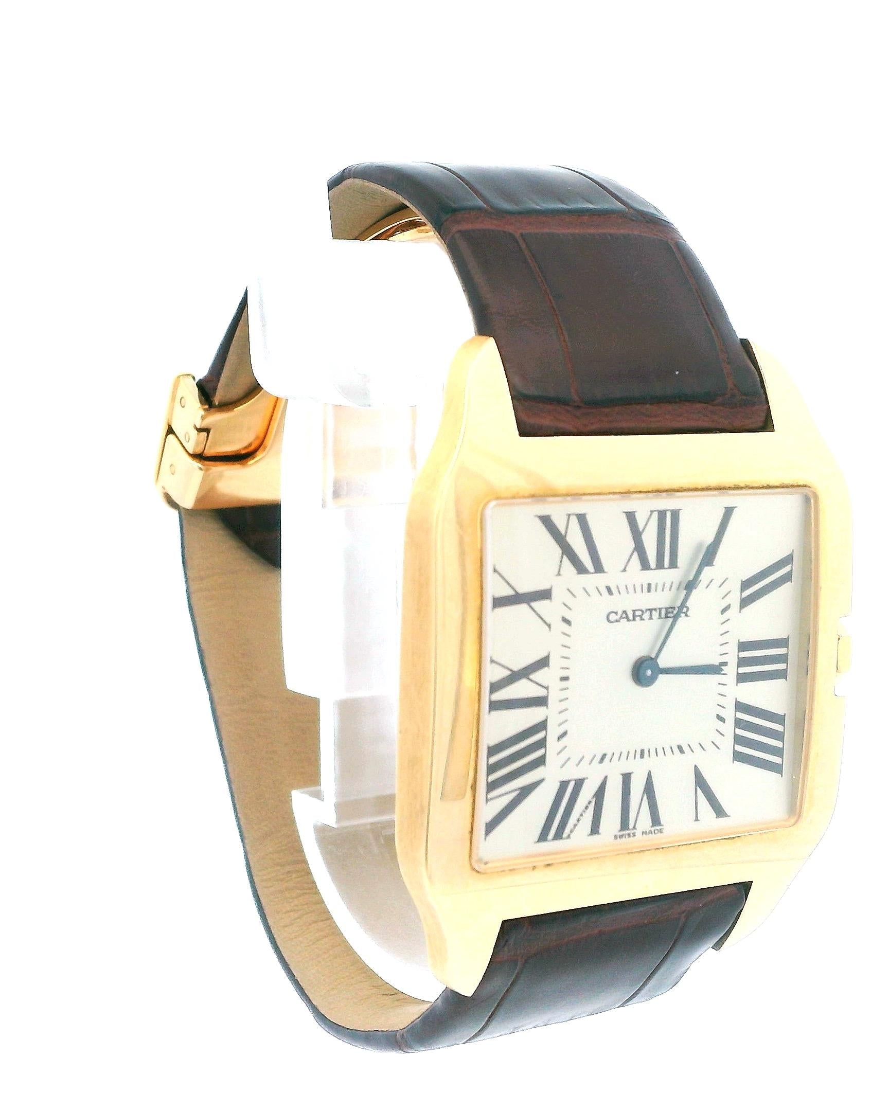 Cartier Santos Dumont W2006851 Large 18k Yellow Gold Mens Watch