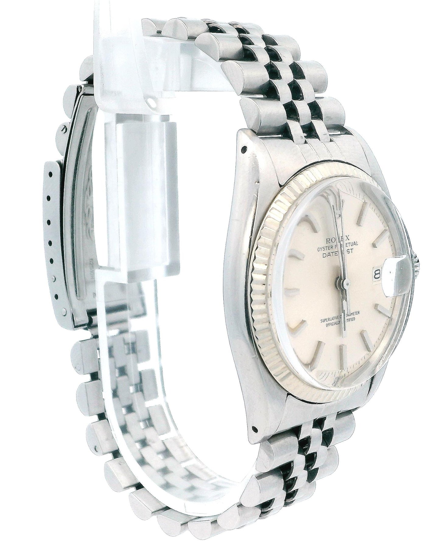 Rolex Datejust 1601 Steel & White Gold Silver Dial Vintage Watch