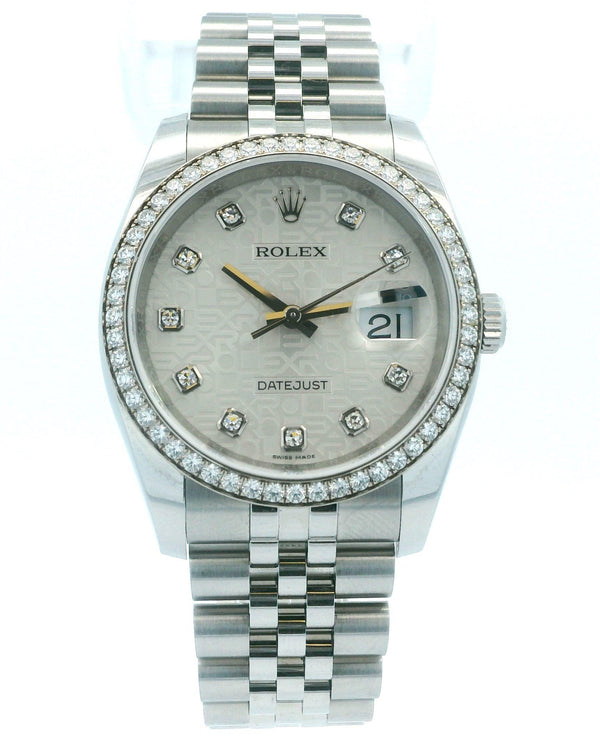 Rolex Datejust 116244 Silver-Anniversary Diamond Dial Box & Papers