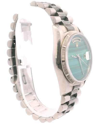Rolex Day Date 18249 Green Malachite Dial Bark Finish Watch