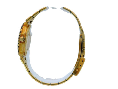 Baume & Mercier 18k Yellow Gold Riviera Flat Bracelet Diamond Bezel & Dial