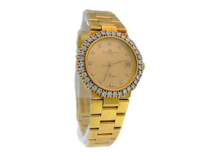 Baume & Mercier 18k Yellow Gold Riviera Flat Bracelet Diamond Bezel & Dial