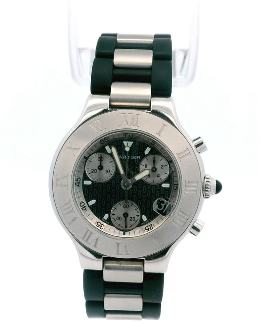 Cartier 21 Chronoscaph Stainless Steel & Rubber Watch