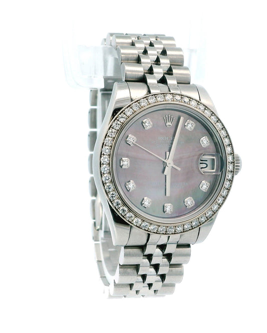 Rolex DateJust 178384 Tahitian MOP Diamond Dial Box & Papers