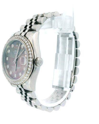 Rolex DateJust 178384 Tahitian MOP Diamond Dial Box & Papers