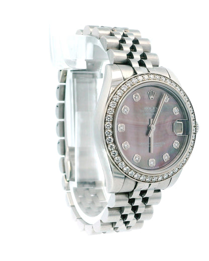 Rolex DateJust 178384 Tahitian MOP Diamond Dial Box & Papers