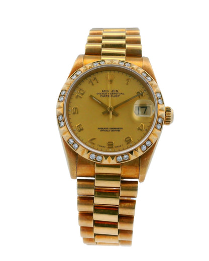 Rolex Datejust 68258 18K Yellow Gold Midsize Ladies Watch