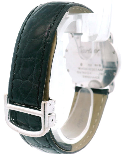 Ronde Louis Cartier 18K White Gold & Diamond Bezel W/ Service Papers(Pre-Owned)