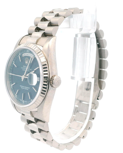 Rolex Day Date 18239 Blue Dial 18K White Gold W/Service Docs.