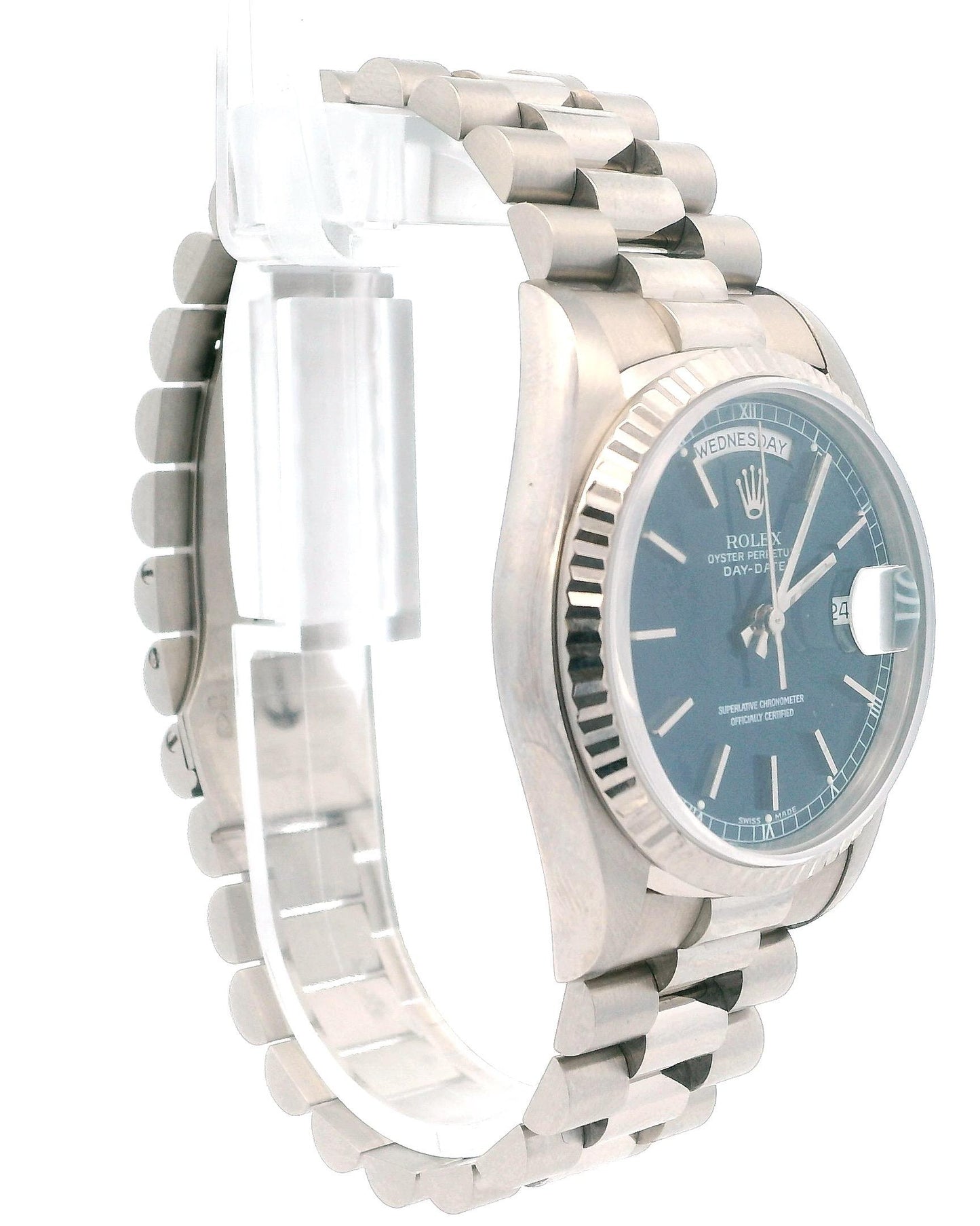 Rolex Day Date 18239 Blue Dial 18K White Gold W/Service Docs.