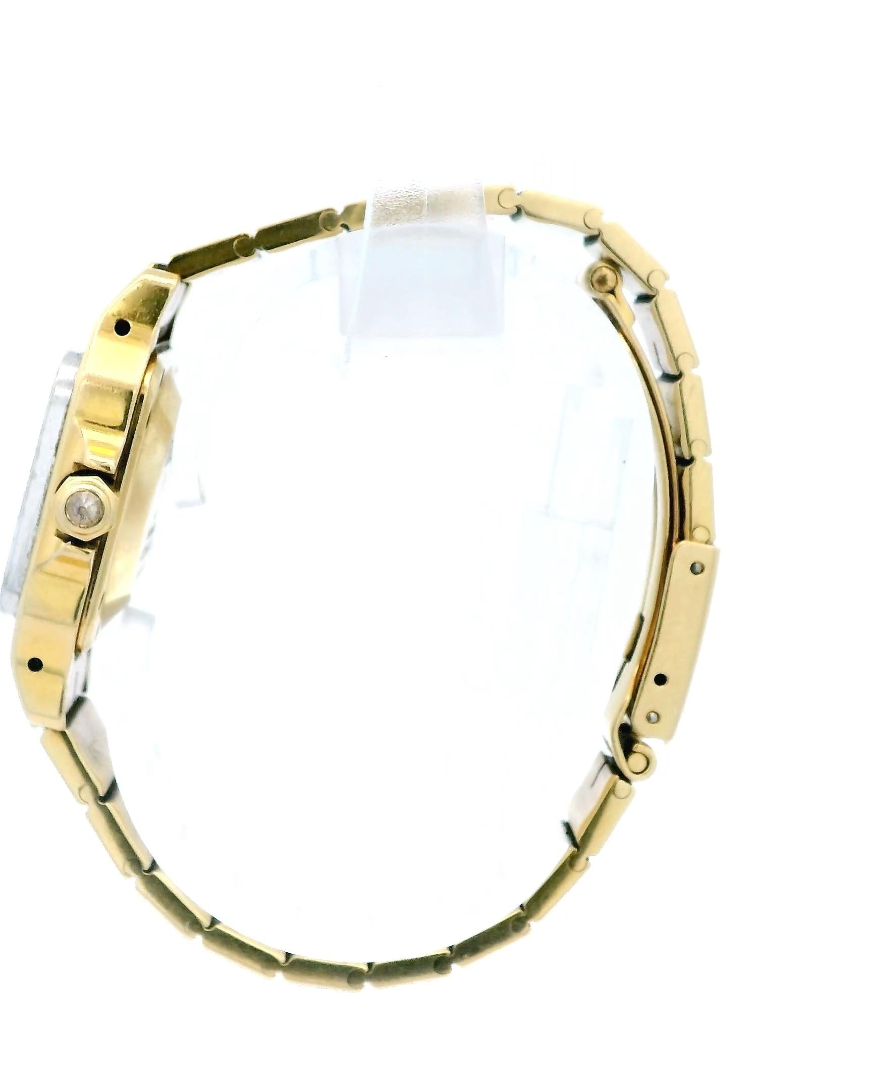 Cartier Santos 18K Yellow Gold Factory Diamond Bezel Automatic Watch