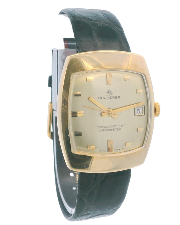 Bucherer 18k Yellow Gold Cushion Automatic Watch