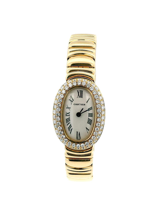 Cartier Baignoire Mini 2368 Diamond Case & Bezel Casque D'or Bracelet