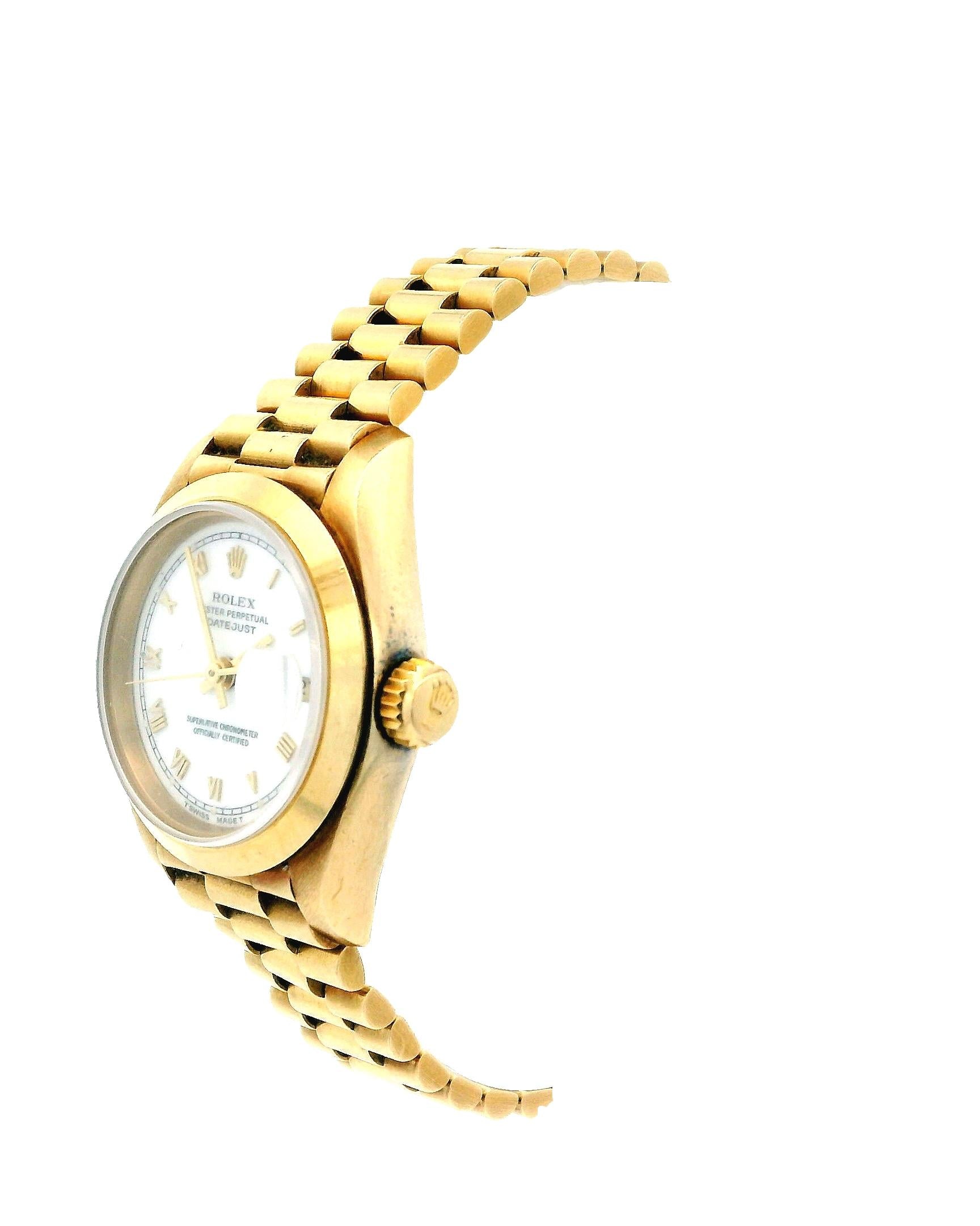 Rolex Datejust 69168 18K Yellow Gold white Dial Ladies Watch.