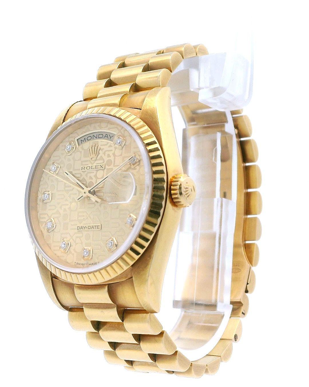 Rolex Day-Date 18238 18K Yellow Gold  Anniversary Diamond Dial Watch