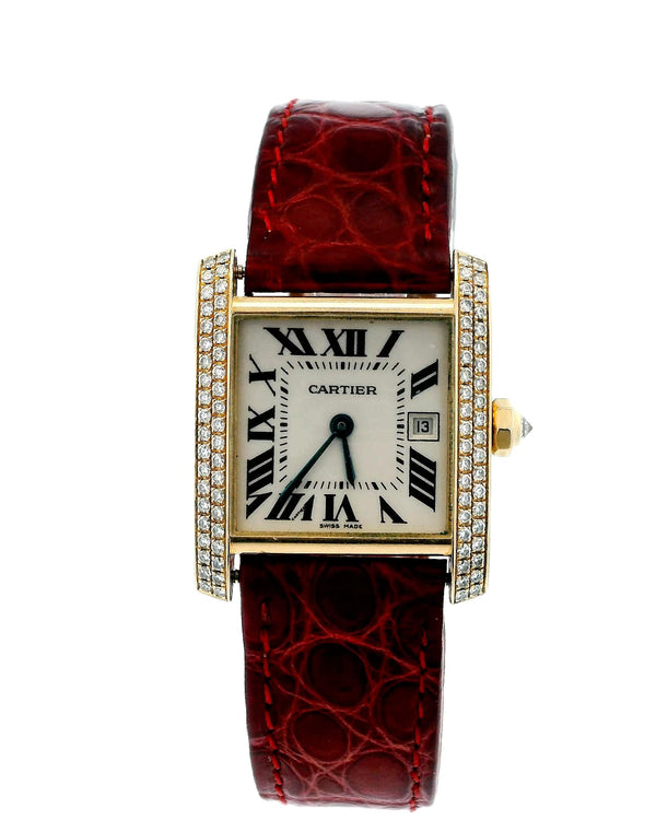 Cartier Tank Francaise  WE101751 18k Yellow Gold & Diamond Bezel