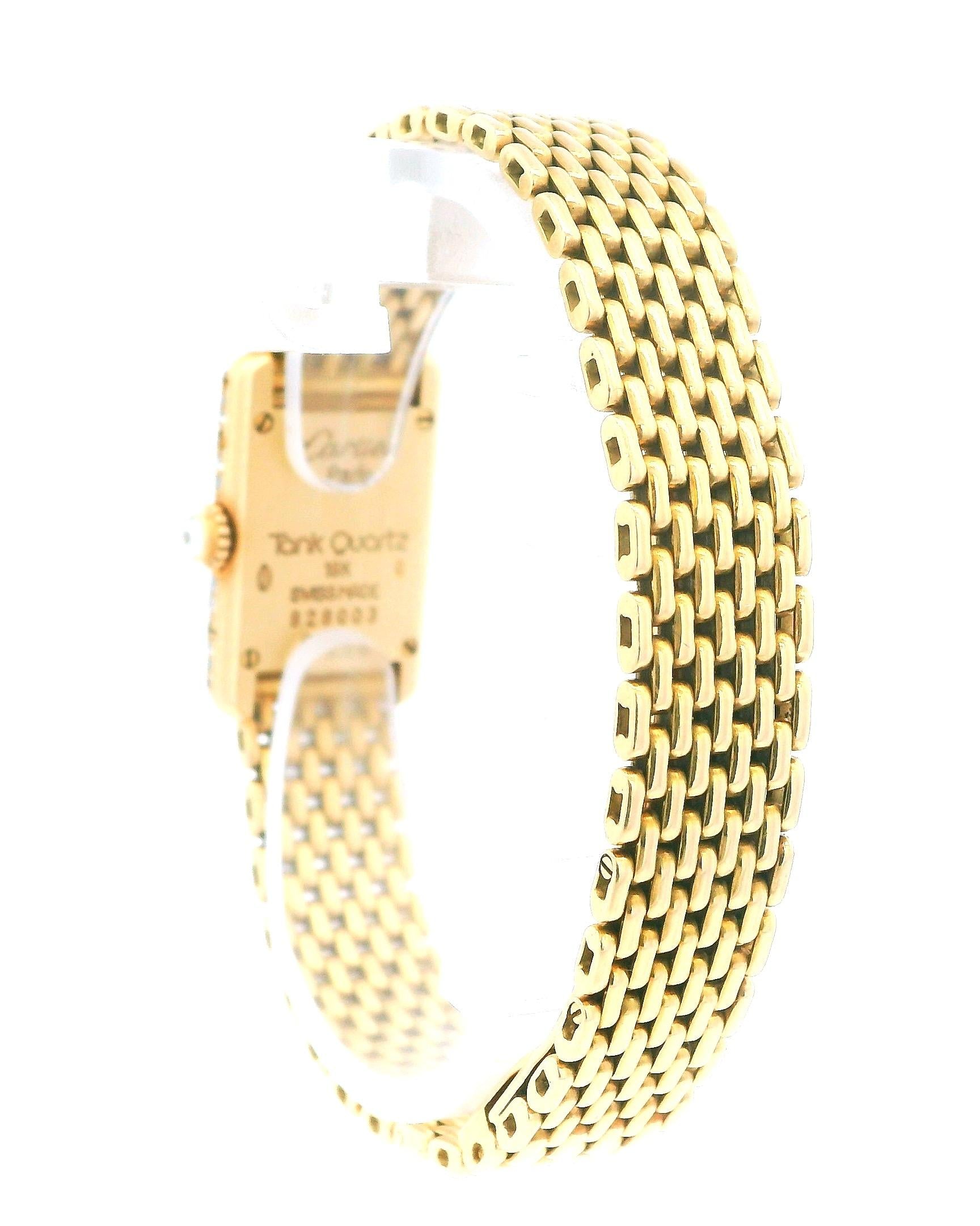 Cartier Tank Paris Mini 0630 18K Yellow Gold Factory Diamond Bezel Quartz Ladies
