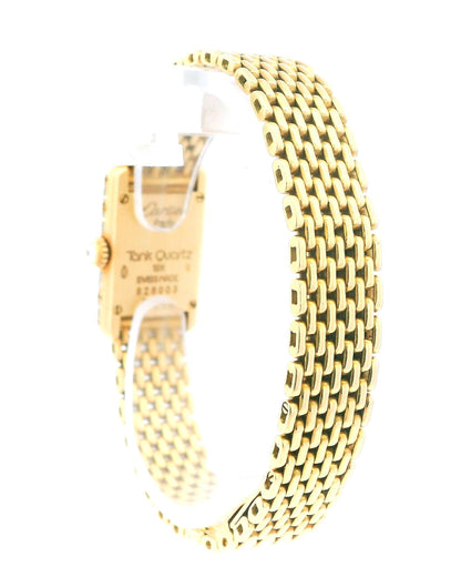 Cartier Tank Paris Mini 0630 18K Yellow Gold Factory Diamond Bezel Quartz Ladies